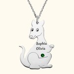 Kangaroo Mom Necklace Engraved Kid's Name & Birthstone