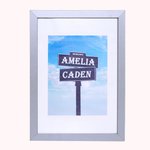 20. Jahrestagsgeschenk Platinrahmen-Straßenschild-Gemälde mit Doppelnamen & Datum