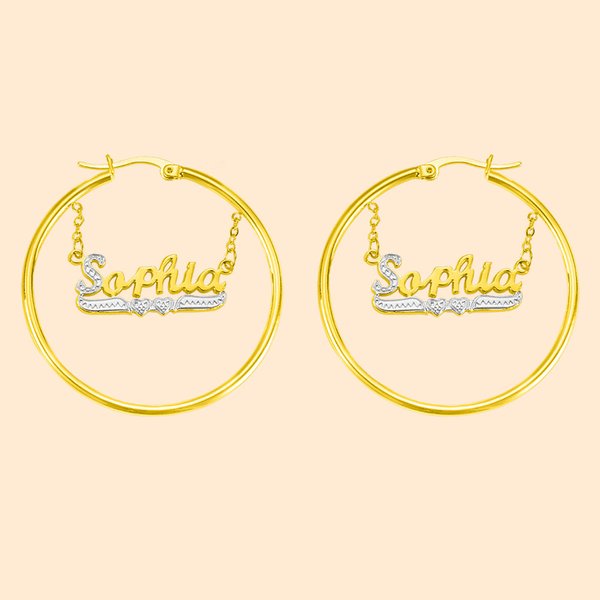 Pendientes de aro circulares con nombre personalizado