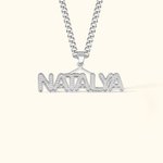 Personalized Men's Bling Name Necklace with Embroidery Texture