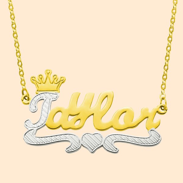 Diamond Cut Name Necklace with Lace