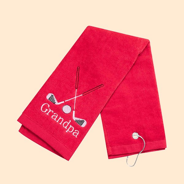 Colorful Embroidered Name Golf Towel with Clip