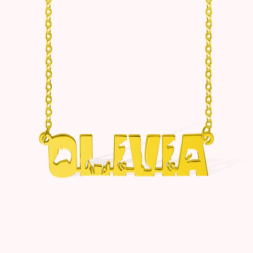 Collier Pendentif Cheval Personnalisé avec Nom de Cheval Cadeau d'Anniversaire Fête pour Amoureux des Chevaux