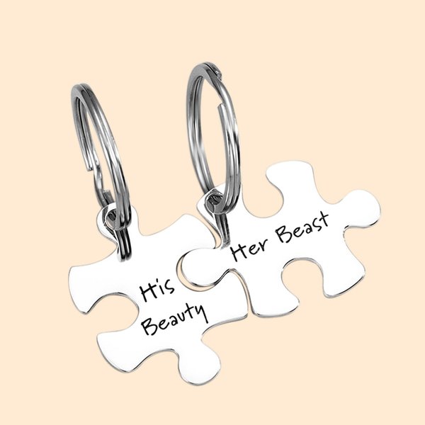 Collier Couple Personnalisé avec Texte Pendentif en Pièces de Puzzle Cadeau Anniversaire Saint-Valentin pour Homme Femme