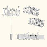 Personalized Name Initial Cufflinks Tie Bar Lapel Pin Set Birthday Wedding Anniversary Gift for Men