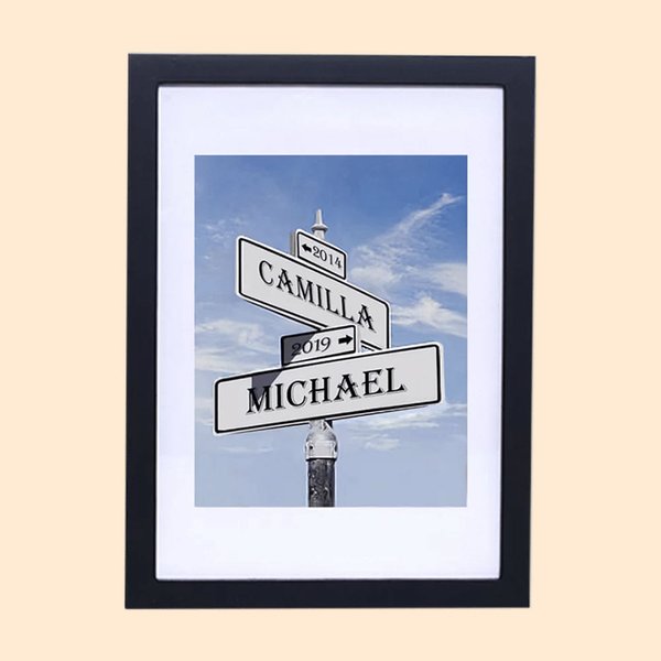 5th-50th Anniversary Family Street Sign Photo Print Frame