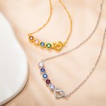 Personalisierte Familien-Geburtsstein-Herz-Halskette für Mama