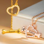 Collier Coeur Prénom Gravé Personnalisé sur Pendentif Os Cadeau pour Ceux Qui Aiment les Chiens