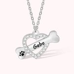 Collier Coeur Prénom Gravé Personnalisé sur Pendentif Os Cadeau pour Ceux Qui Aiment les Chiens