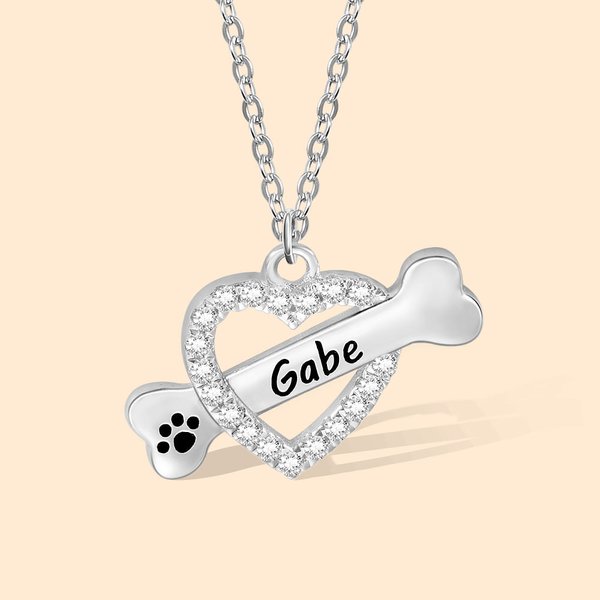 Personalised Heart and Pet Bone Necklace