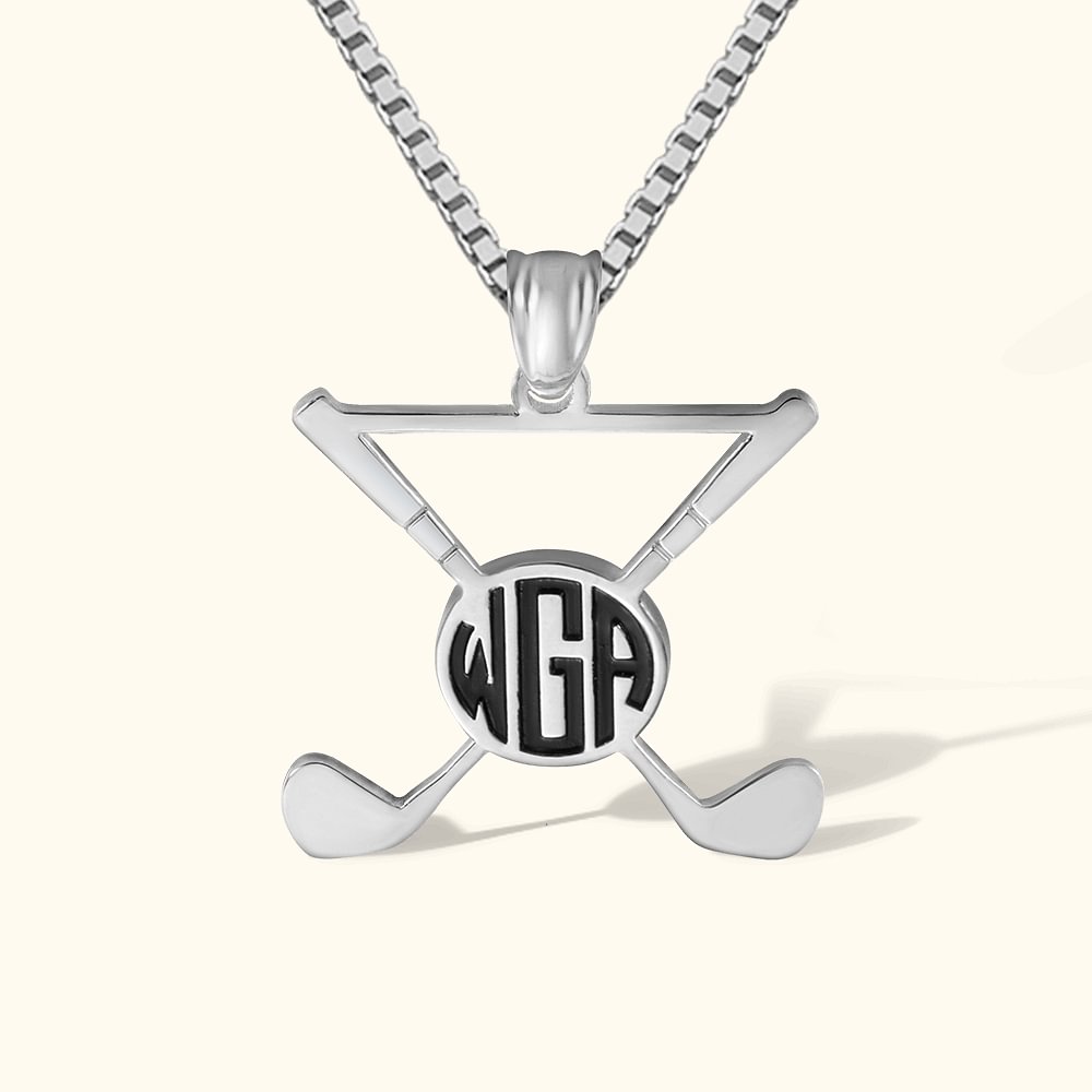 Chaîne avec Nom Personnalisé Collier en Bâton de Golf Cadeau d'Anniversaire pour Amoureux de Golf Sport