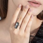 Gothic Style Coffin Ring with Birthstone Ring Band