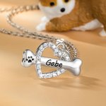 Collier Coeur Prénom Gravé Personnalisé sur Pendentif Os Cadeau pour Ceux Qui Aiment les Chiens