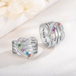 Personalizado 1-8 Birthstones Anillo de diseño del corazón con nombres grabados Joyería de la familia Cumpleaños Día de la Madre de regalo para las mujeres