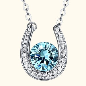 Personalisierte viel Glück Hufeisen Birthstone Halskette mit CZ Sterling Silber Schmuck Weihnachten Geburtstag Geschenk für Frauen Mädchen Mutter