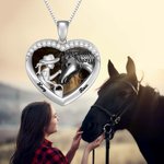 Personalized Heart Horse Girl Photo Locket Necklace