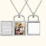 Photo Padlock Locket Necklace Sterling Silver