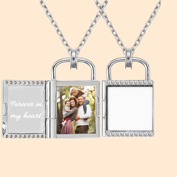 Foto hangslot ketting Sterling Zilver
