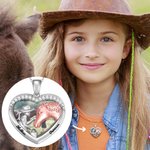 Personalized Heart Horse Girl Photo Locket Necklace