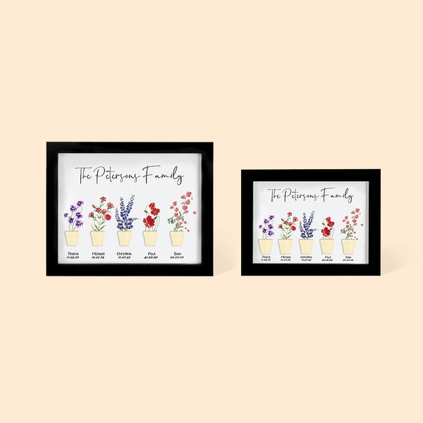 Watercolor Birth Flower Print Photo Frame