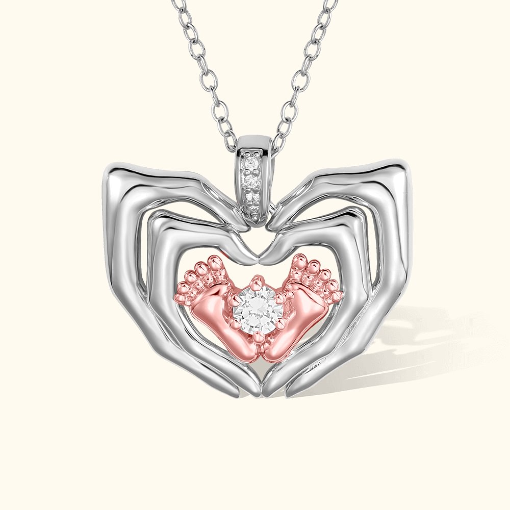 Collier Personnalisé avec Pied de Bébé Incrusté Pierre de Naissance Pendentif en Forme de Cœur pour Nouvelle Maman Cadeau Fête des Mères