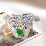 Anillo de Piedra de Nacimiento Personalizado Alas de Ángel y Pies de Bebé con Texto Grabado Pérdida Memorial Simpatía Regalo para Mujeres
