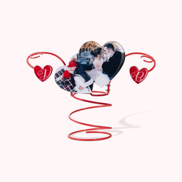 Porte-Bouteille de Vin en Métal Décoration Artistique Personnalisé avec Photo de Couple et Initiale Cadeau d'Anniversaire St Valentin pour Couple