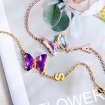 Bracelet de Papillon Personnalisé avec Initiale et Verre Cristal Cadeau d'Anniversaire Fête pour Femme