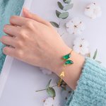 Bracelet de Papillon Personnalisé avec Initiale et Verre Cristal Cadeau d'Anniversaire Fête pour Femme