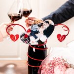 Personalisierter Flaschenhalter mit Herzförmigem Foto und Initialen aus Metall Weinglashalter Hochzeit Weihnacht Geschenk für Ehepaar