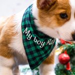 Personalized Embroidered Dog Bandana Pet Bandana Lattice Polka Dot