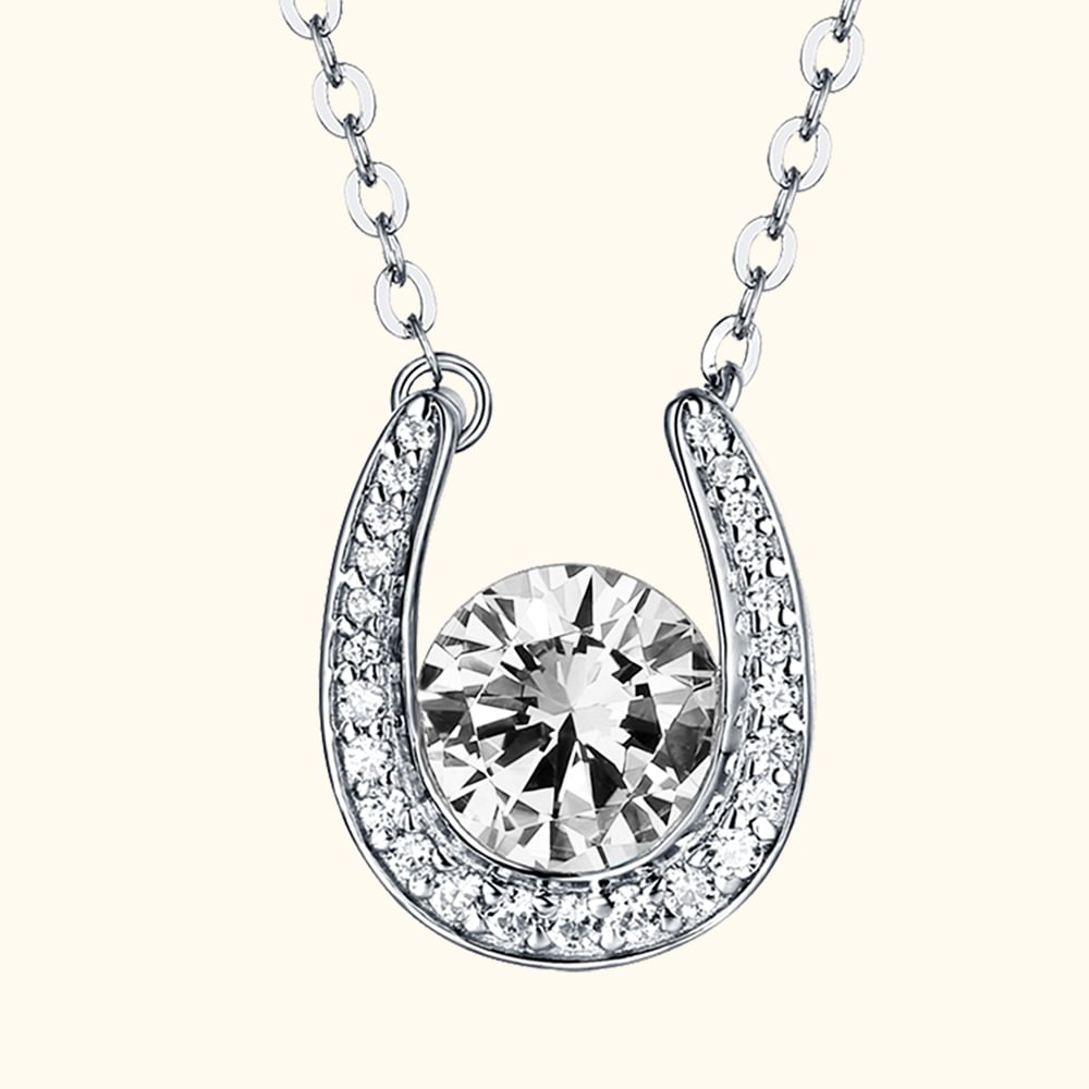 April Birthstone Horseshoe Necklace