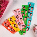 Custom Unisex and Multi-color Couple Face Socks for Valentine's Day Gift