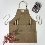 Canvas Workshop Aprons with Pockets & Leather Strap