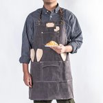 Canvas Workshop Aprons with Pockets & Leather Strap