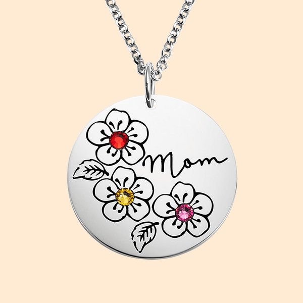 Family Birthstone Sakura Flower Necklace