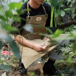 Canvas Workshop Aprons with Pockets & Leather Strap