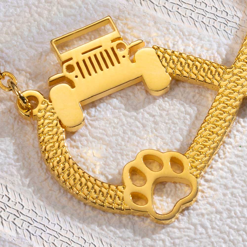 Personalized Jeep & Paw Print Infinity Necklace with Name for Dog Jeep