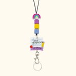 Custom Rainbow Beaded Lanyard Teacher Badge Holder