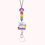 Custom Rainbow Beaded Lanyard Teacher Badge Holder