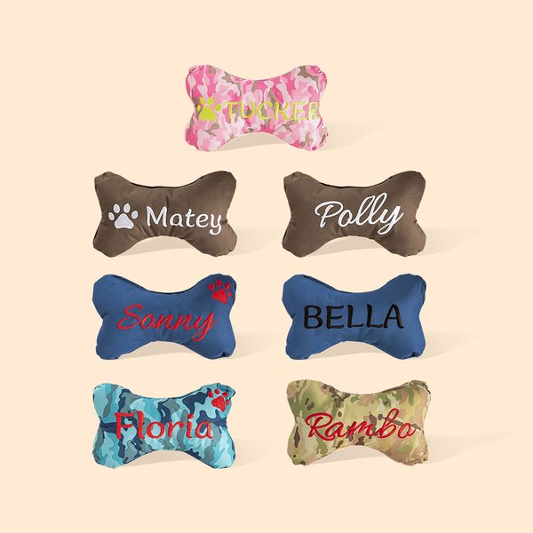 Personalisiertes Hundespielzeug mit Namen und Pfote Stickerei Knochen Kissen Zahnpflege Geschenk für Hundeliebhaber