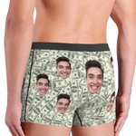 Personalized Funny Face Men's Boxers with Bucks Gift for Him