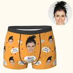 Personalised Funny Face Boxers Briefs with Birthday Ribbon