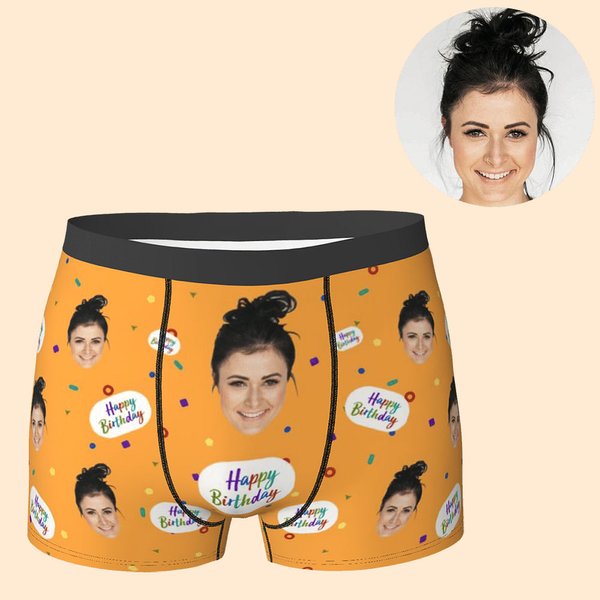 Personalisierte lustiges Gesicht Boxershorts mit Geburtstag Band