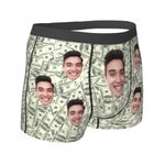 Personalized Funny Face Men's Boxers with Bucks Gift for Him
