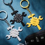Custom Tools Puzzle Keychain with Hammer & Gear & Wrench Gift for Father
