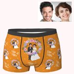 Caleçons pour hommes personnalisés avec visage de couple de mariage