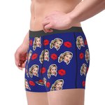 Cara graciosa personalizada con foto Labios rojos Boxer Brief Ropa interior masculina Regalo de San Valentín Aniversario para hombres