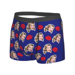 Cara graciosa personalizada con foto Labios rojos Boxer Brief Ropa interior masculina Regalo de San Valentín Aniversario para hombres