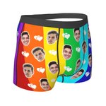 Personalisierte lustige Regenbogen Gesicht Boxershorts Slip Unterwäsche mit Herzen Valentinstag Geschenk für Männer